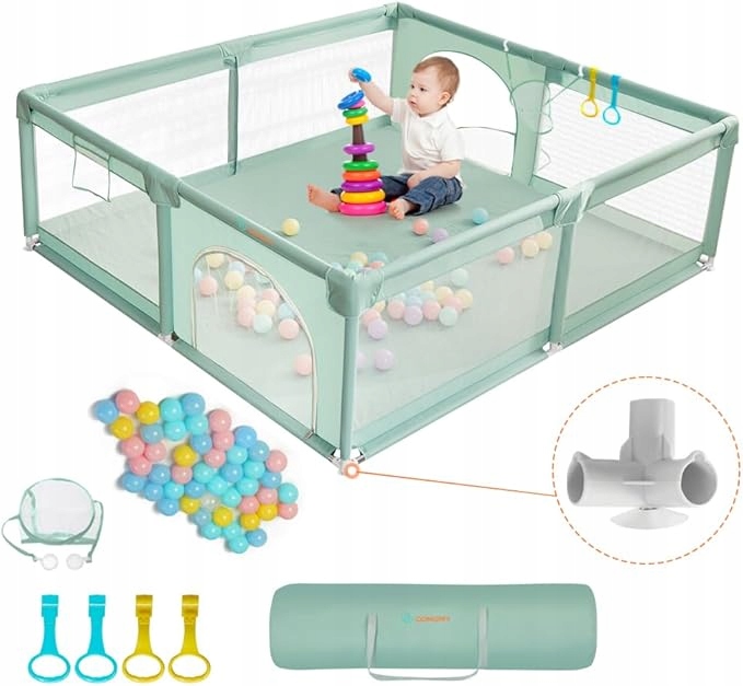 Comomy Kojec Box dla Dzieci Suchy Basen Plac Zabaw XXL 200x180x66cm Piłki