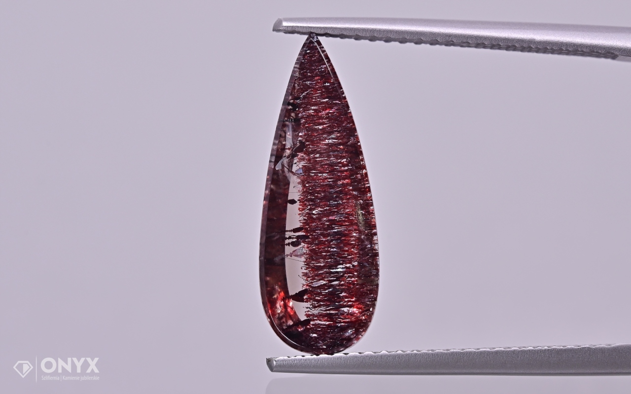 Jahodový křemen mělký slzný 18x6,5 mm