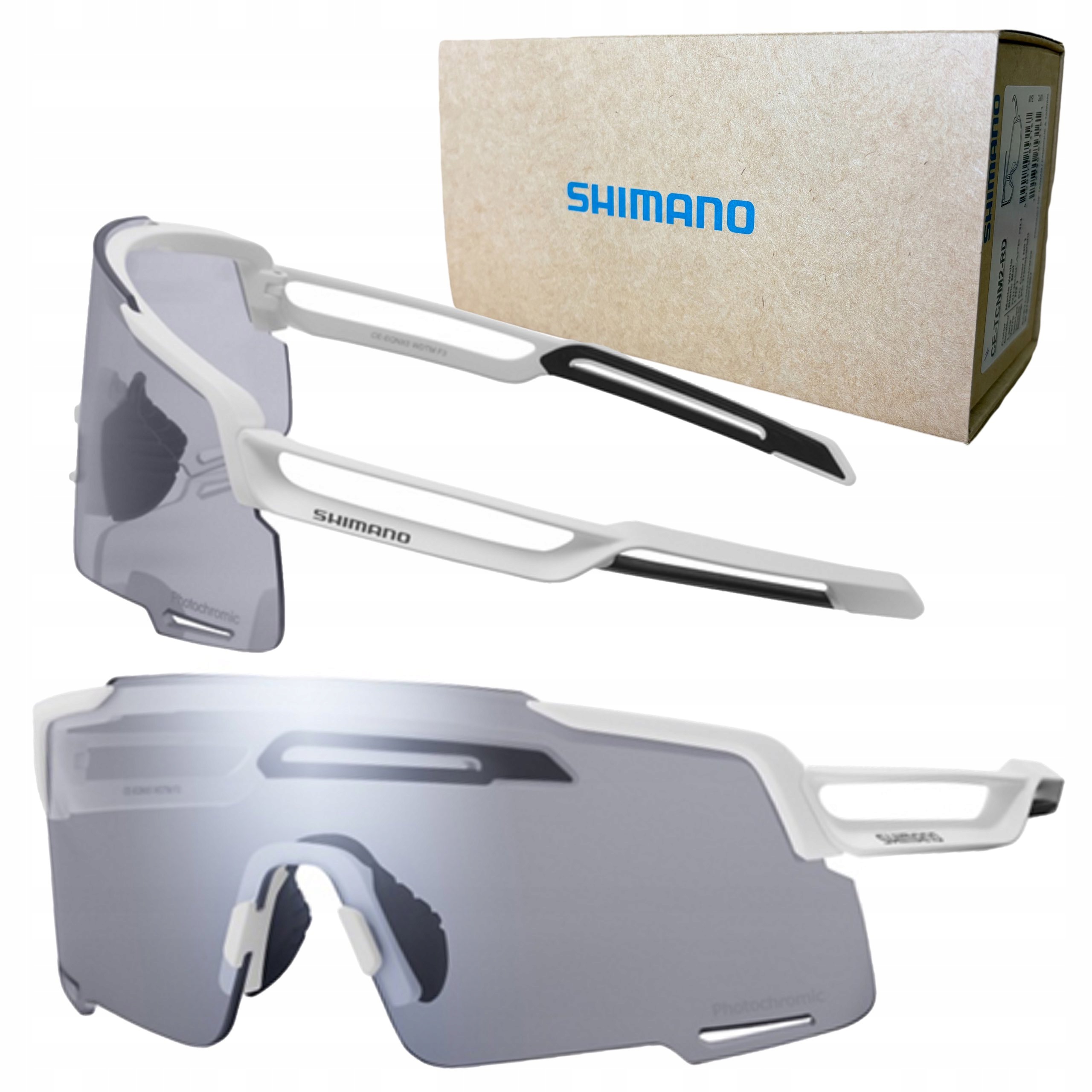 Okulary Rowerowe Fotochromatyczne Shimano Eqionox Białe Szkła Mtb Gravel