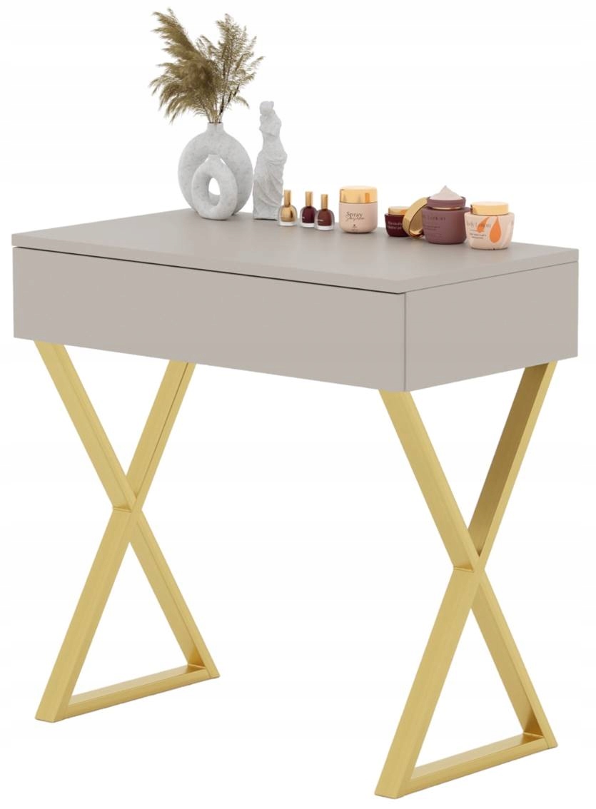 Toaletná Konzola Lena Kašmír 75 CM Zlaté Nohy X Kovové