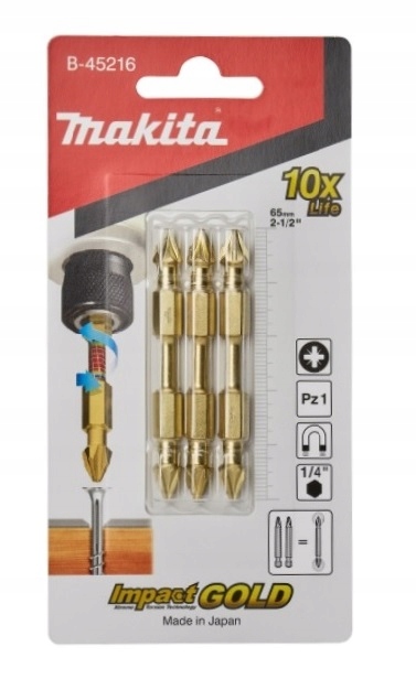 

Makita B-45216 Końcówki Wkrętakowe 3szt. PZ1 65MM