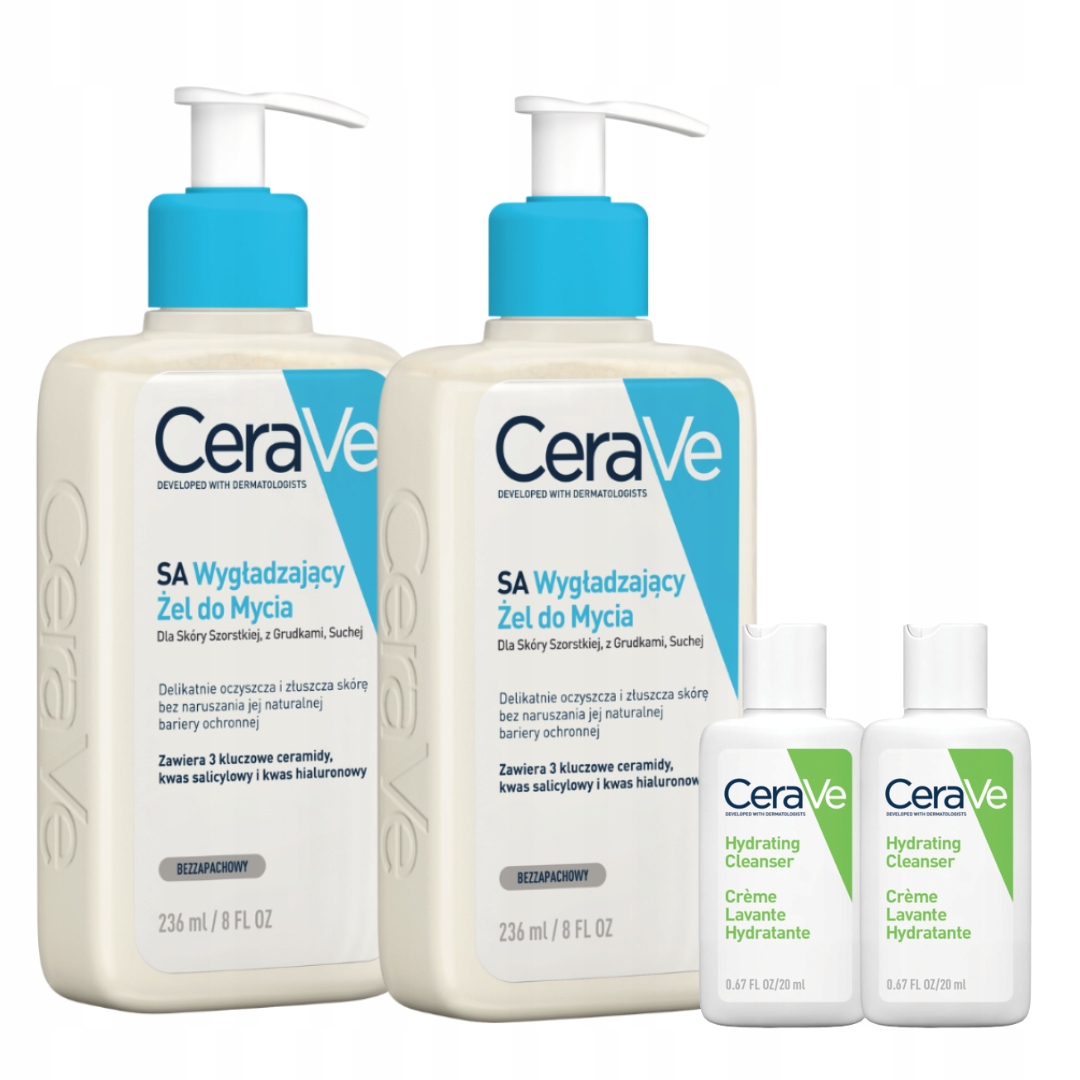 CeraVe Żel Wygładzający do Mycia 236ml Dla Skóry Szorstkiej, z Grudkami x2