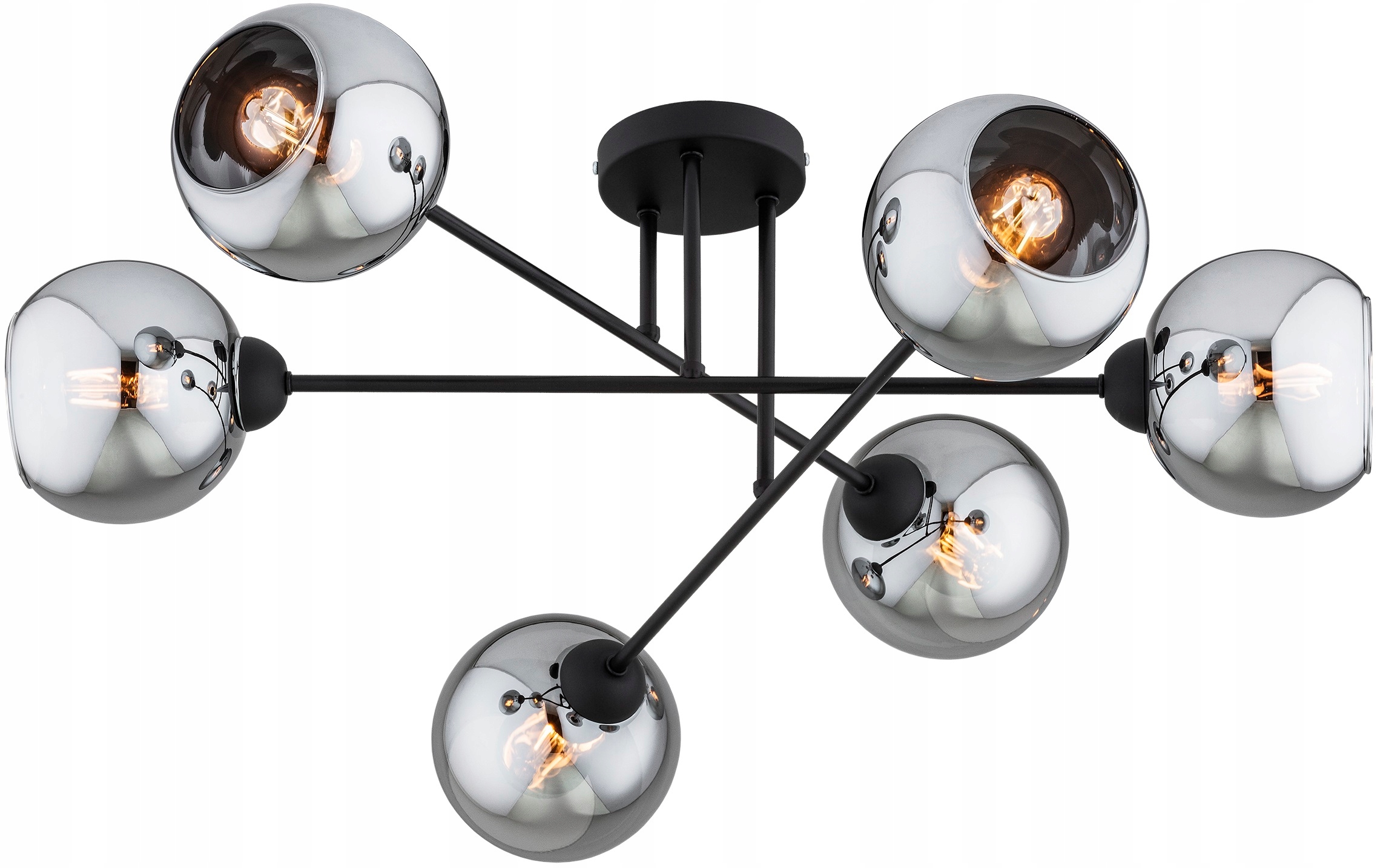 Lampa Wisząca Sufitowa Żyrandol Czarna Kula Chrom Dior Led E27