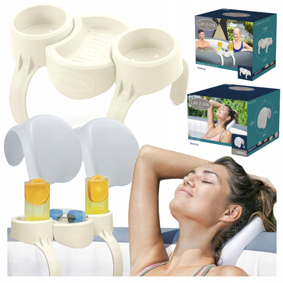 Sada Pro Vířivku Bestway 2X Polštář Držák Na Nápoje Lay-z-spa