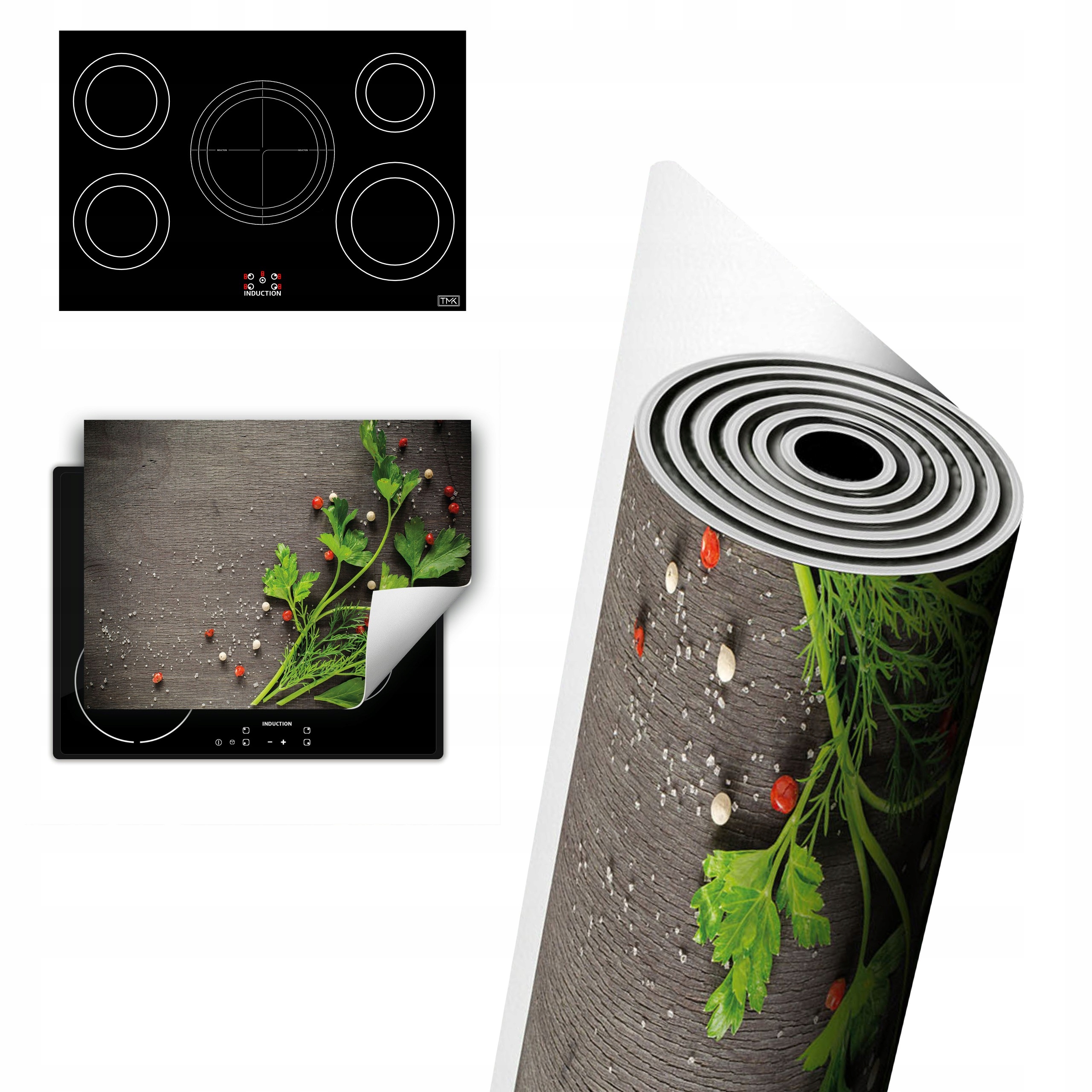 Vinylová Ochrana Na Indukci Deska 80x52 zelená koření