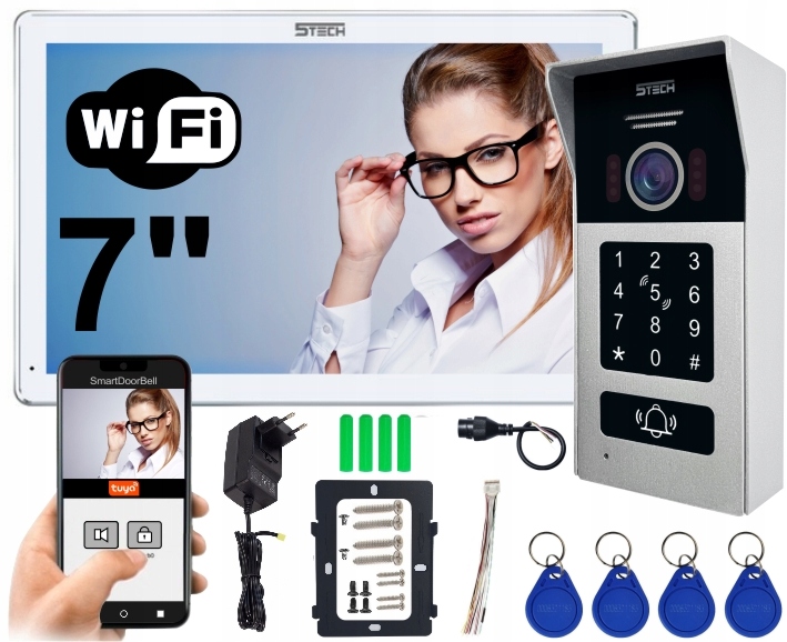 

Cyfrowy 2-żyłowy Wideodomofon WiFi 5TECH Twin 7''