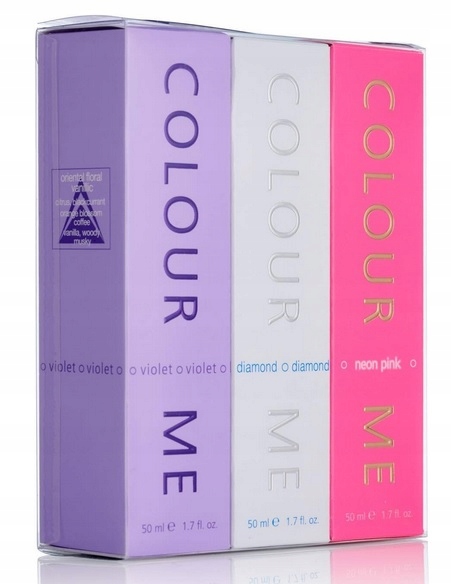 Colour Me Zestaw Perfum Damskich Violet Diamond Neon Pink 3 x 50 ML