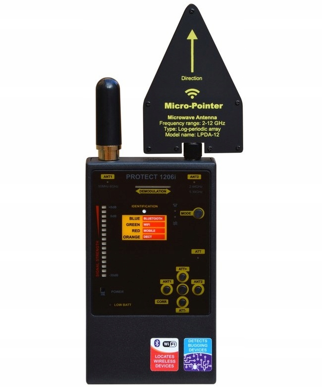 Wykrywacz Podsłuchów Kamer Lokalizatorów Gps WiFi Gsm Protect 1206i