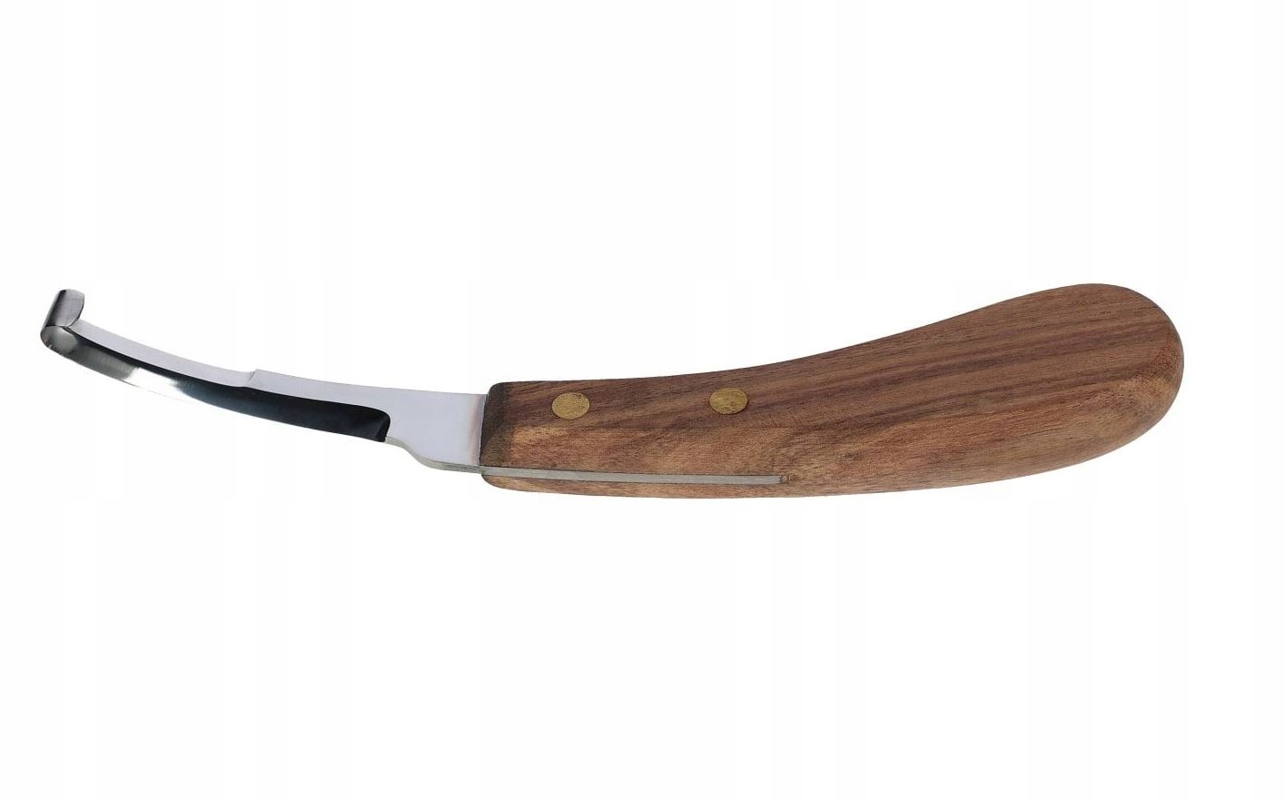 Nóż do korekcji racic kopyt obustronny wąski 21 cm Kerbl pewny chwyt drewno