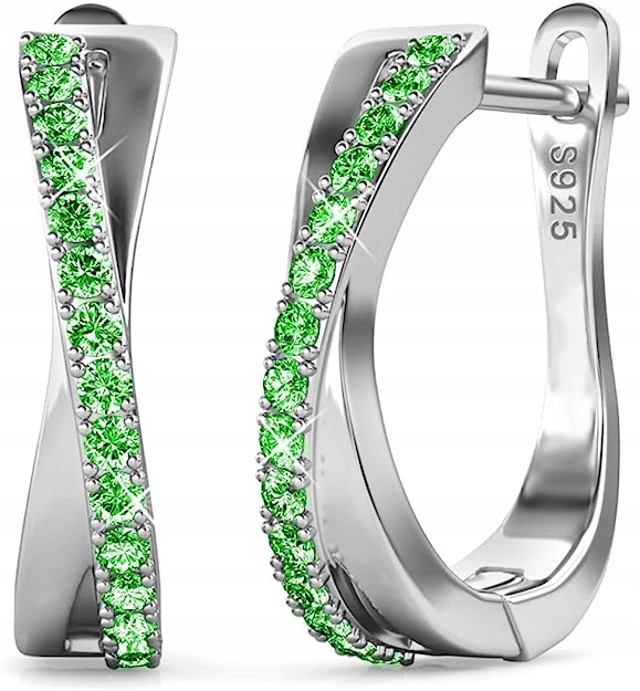 Stříbrné náušnice anglické rhodiované zelené stříbro o ryzosti 925, originální