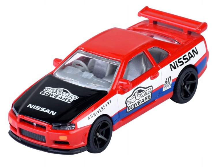 MAJORETTE DELUXE CARS 60-LECIE NISSAN SKYLINE GT-R R34 1:64 NOWY MODEL Wiek dziecka 3 lata +