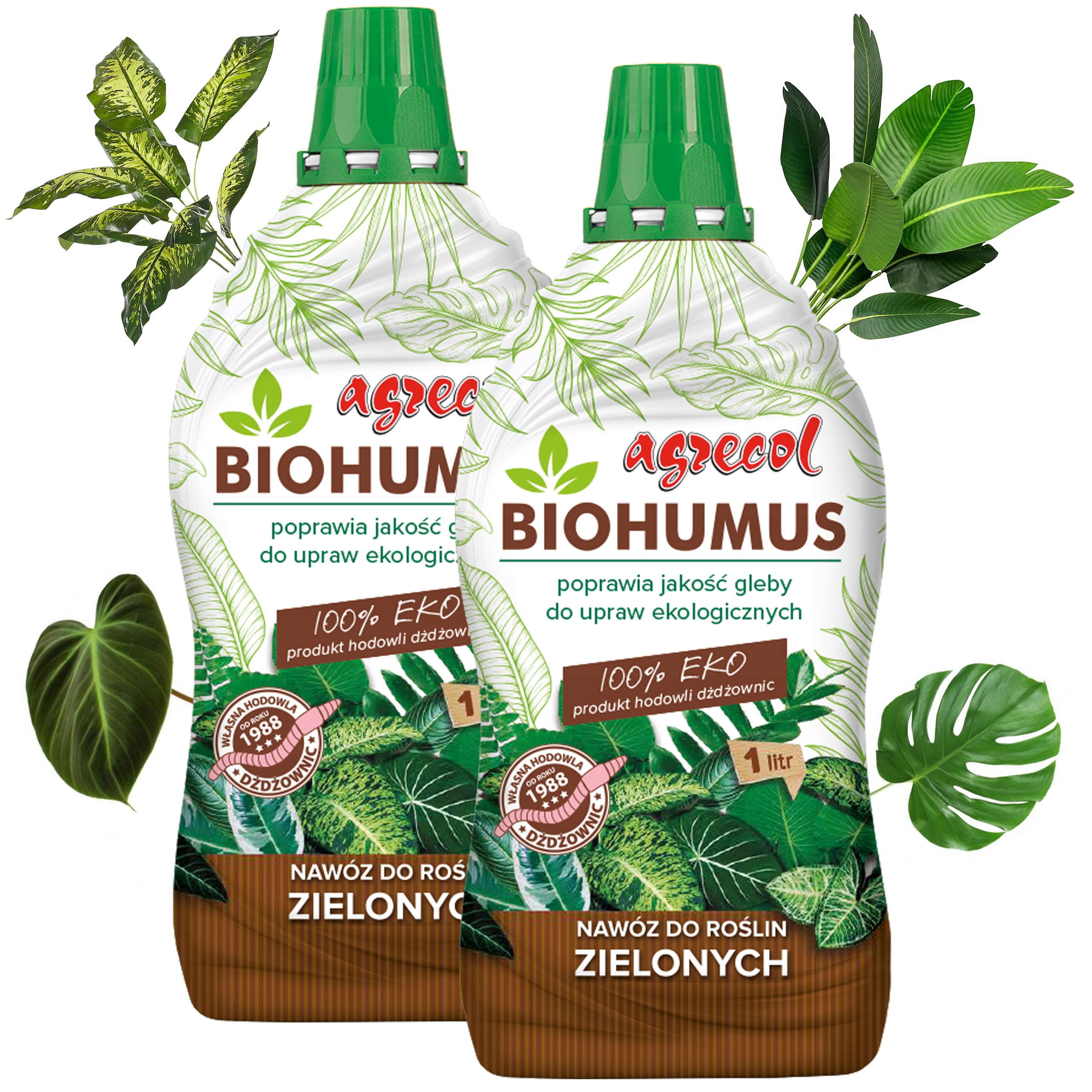 2x Biohumus Eko hnojivo pro zelené rostliny Monstera Juka Fikus Agrecol 1 l