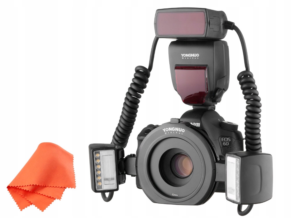 Makro lampa Yongnuo Canon, zábleskové a Led světlo