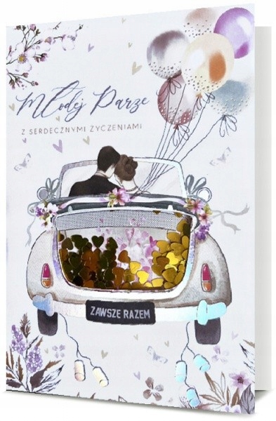 

Kartka na ślub wesele zdobiona konfetti lux H2317