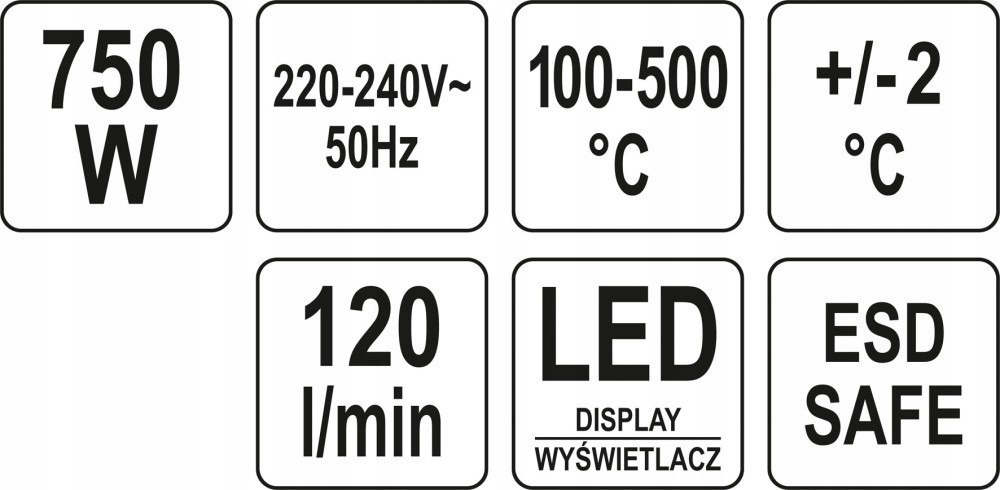 STACJA LUTOWNICZA HOT AIR 750W Z WYŚWIETLACZEM LED Marka Yato