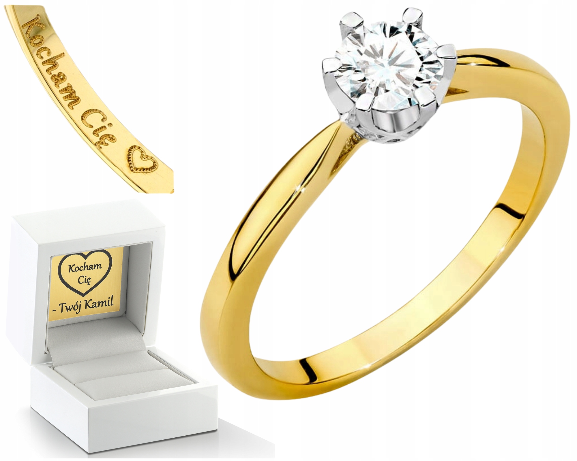 Klasický Prstýnek Typický Pro Zásnuby S Laboratorním Briliantem 585