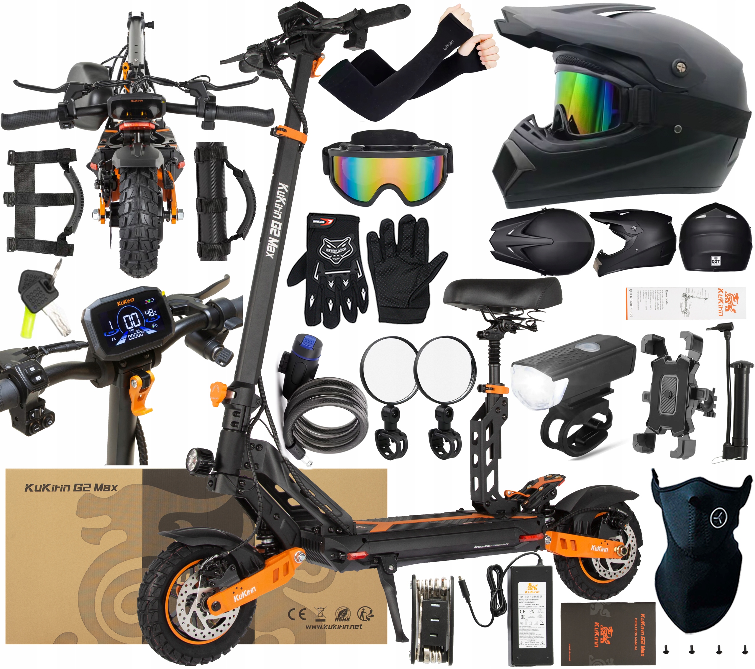 Elektrické skládací vozidlo Kukirin G2 Max 1200W 48V 80KM 55KM/H+10 Dárek