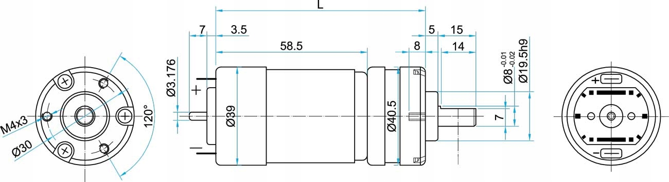 Motoreduktor planetarny 11,5obr/min 24V 3N.m Model E192.24.336