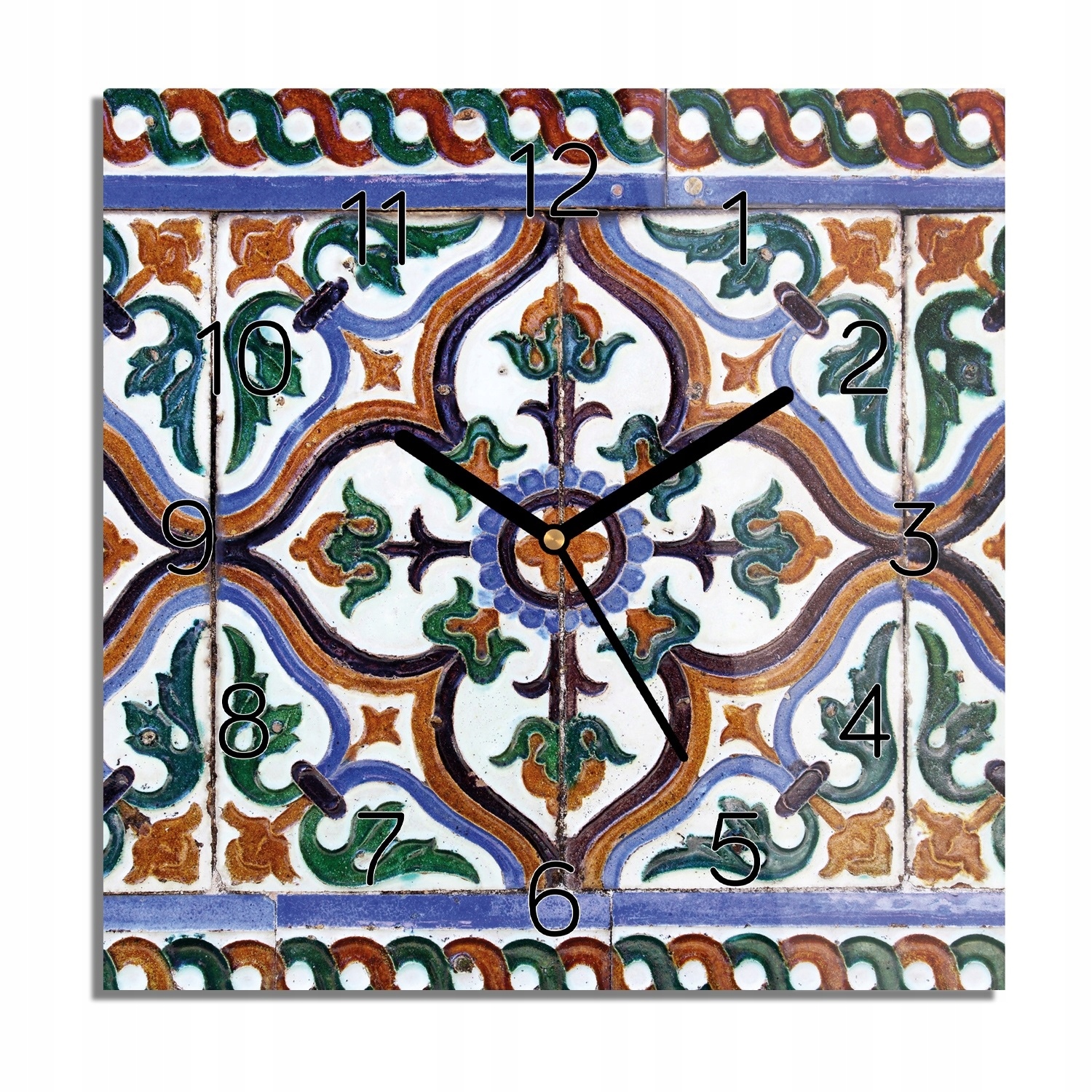 Keramika ornament foto-hodiny černé číslice 30x30