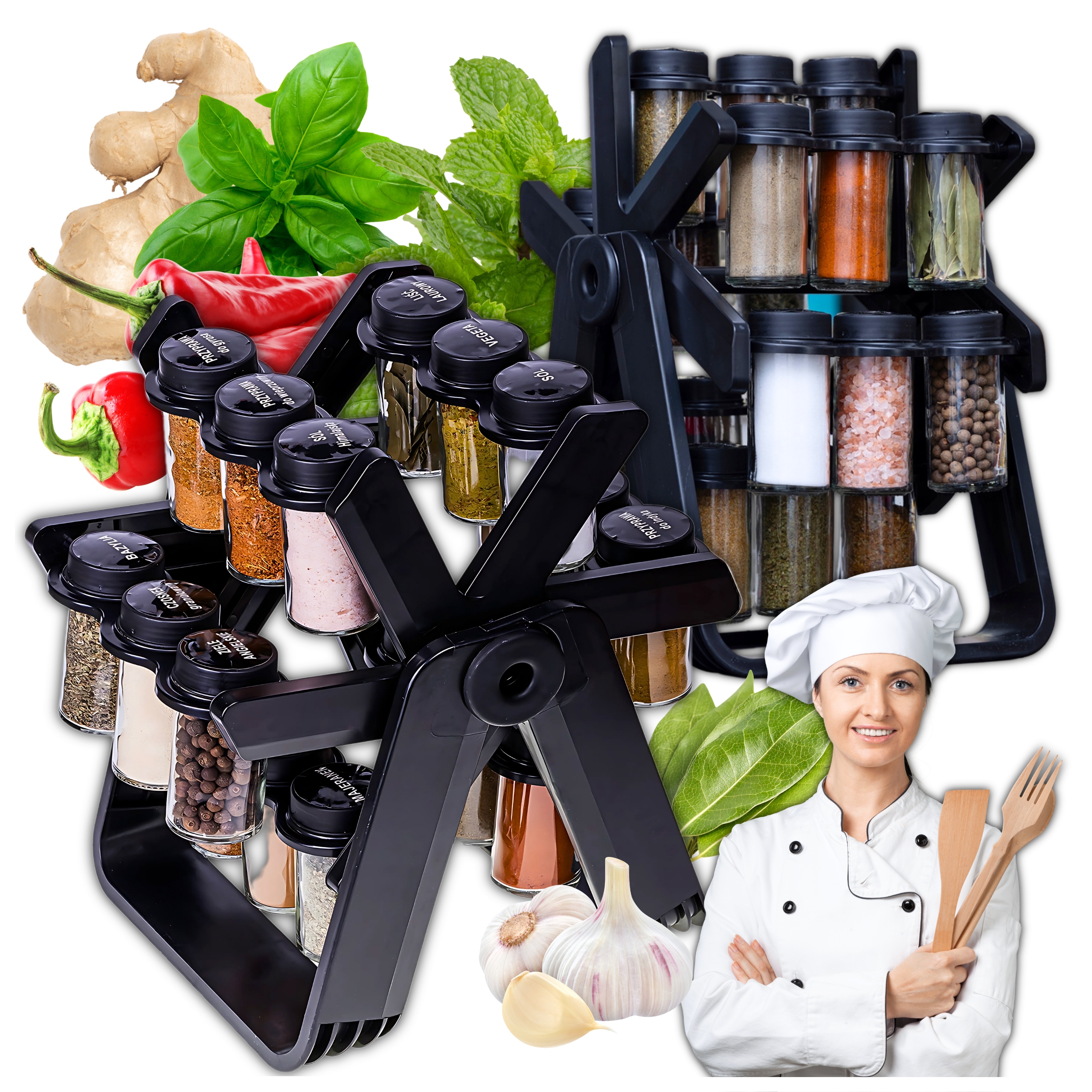 Kořenící kolečko na sklenice s kořením loft 18ks Etikety