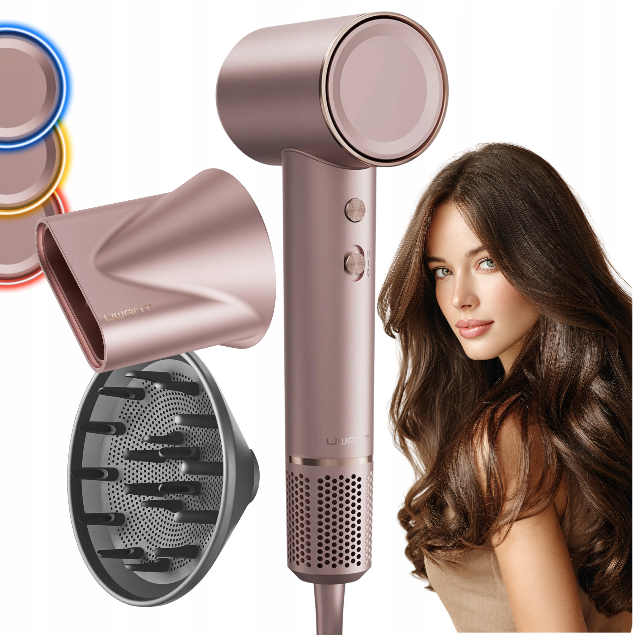 Vysoušeč Vlasů S Ionizací Difuzorem Tryska Studený Vzduch 1500 W