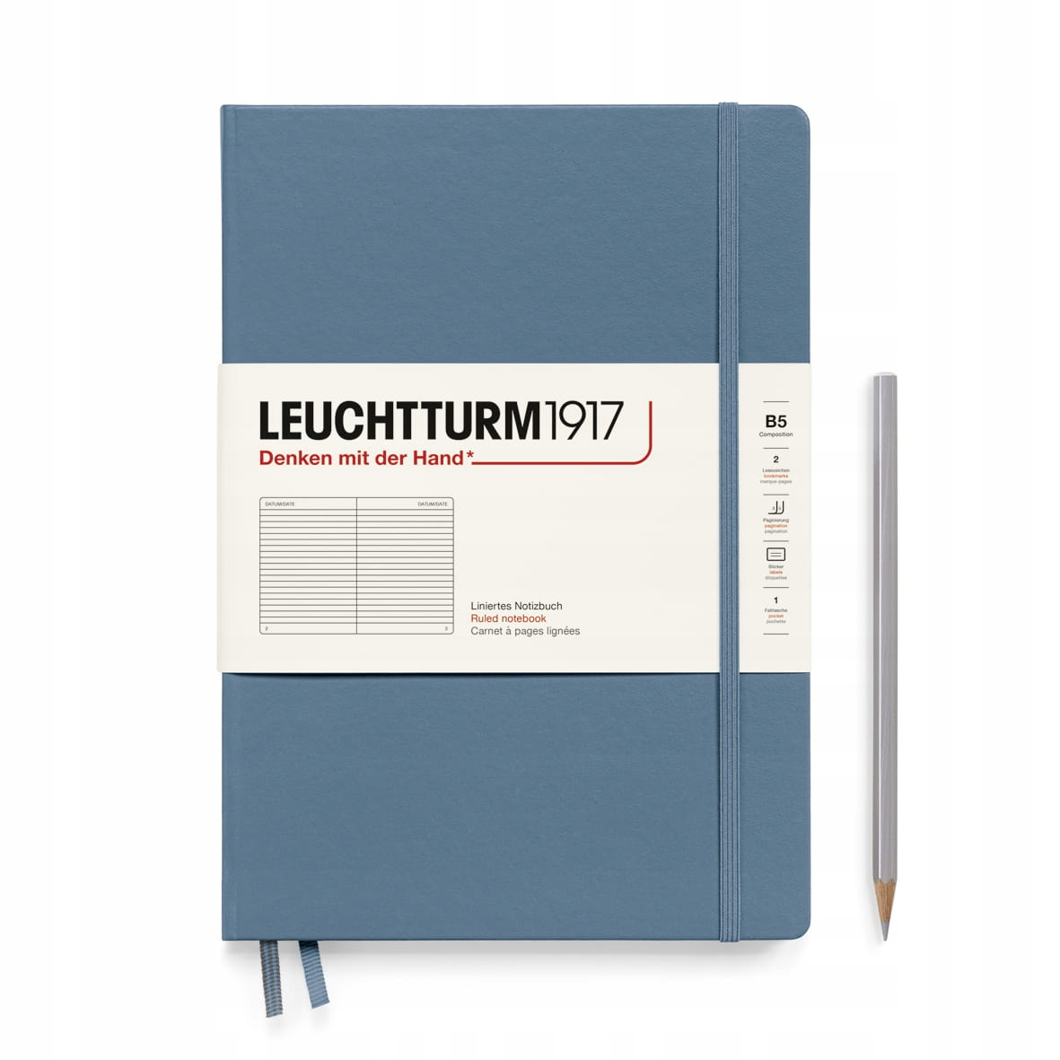 Notatnik Leuchtturm1917 Composition B5, Twarda Oprawa, Linie, Stone Blue