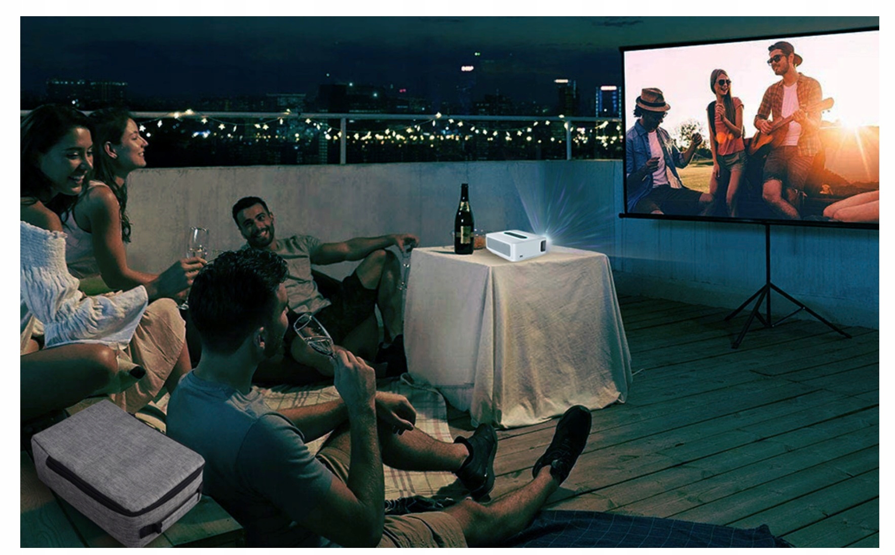 Projektor Rzutnik Full HD 4K 12000lm WiFi Android + Torba + Kabel HDMI 1m Jasność lampy (ANSI) 12000 lm