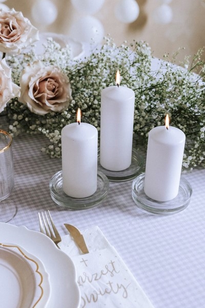 SERWETKI KIESZONKA NA SZTUĆCE BIAŁE ZE ZŁOTYM NAPISEM CHRZEST ŚWIĘTY 6 SZT Długość 20 cm