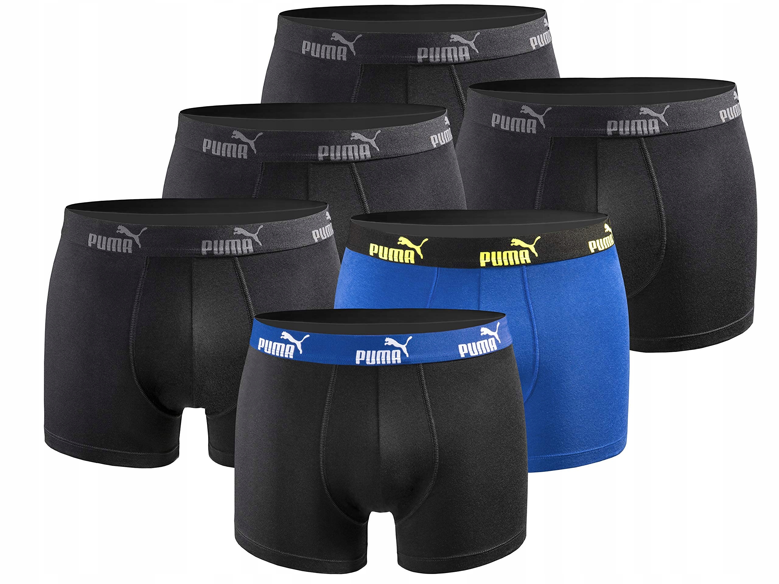 Pánské slipy Puma 6-Pack vel. L černé, modré, pohodlné, bavlna