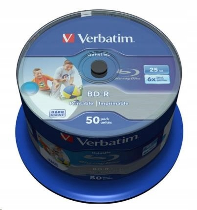 Verbatim Bd-r Sl Datalife (50-pack)Blu-Ray/ Spindle/ 6x/ 25GB Wide…