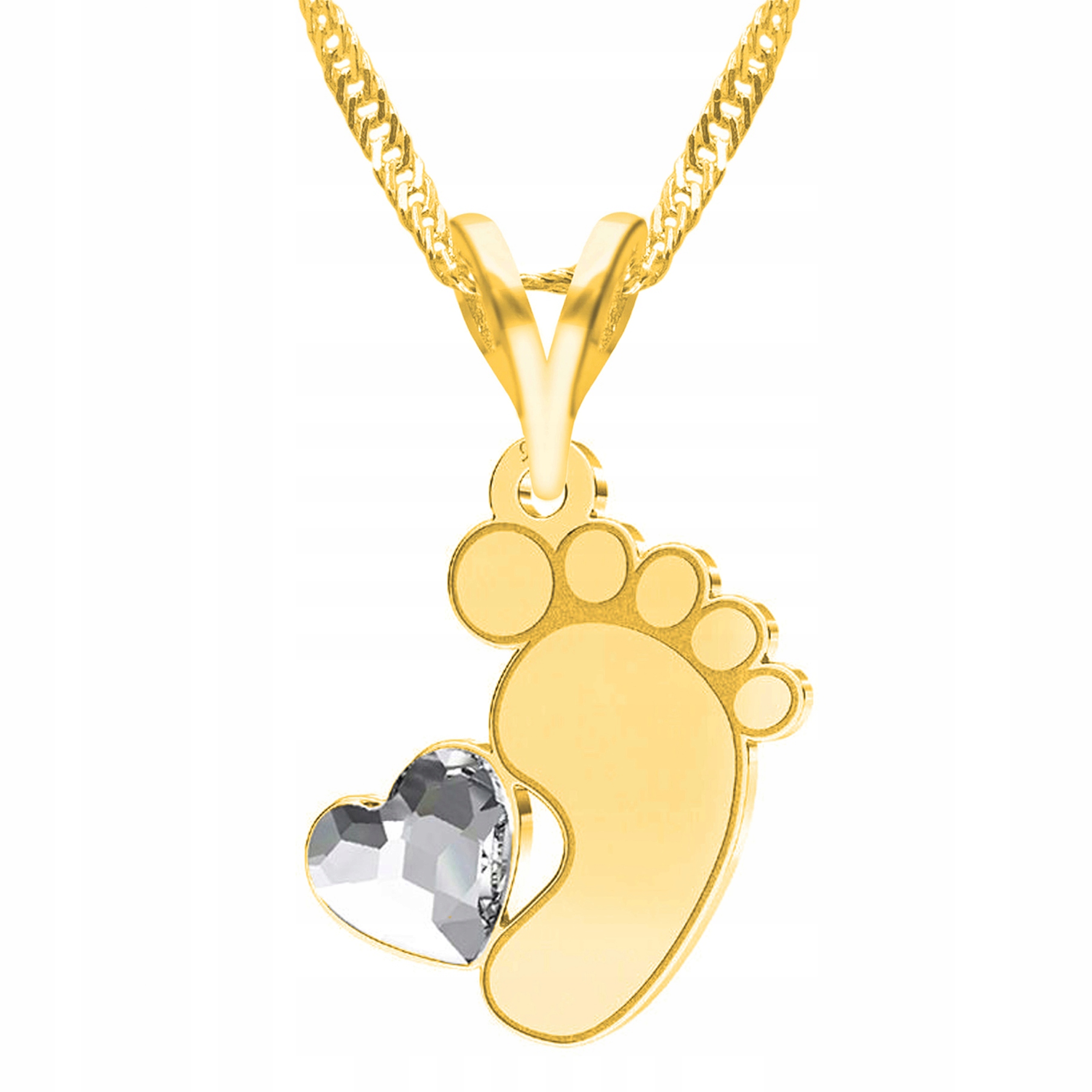 Zlatý náhrdelník Plech s nožičkou Rodina Dětská noha Stříbro 925