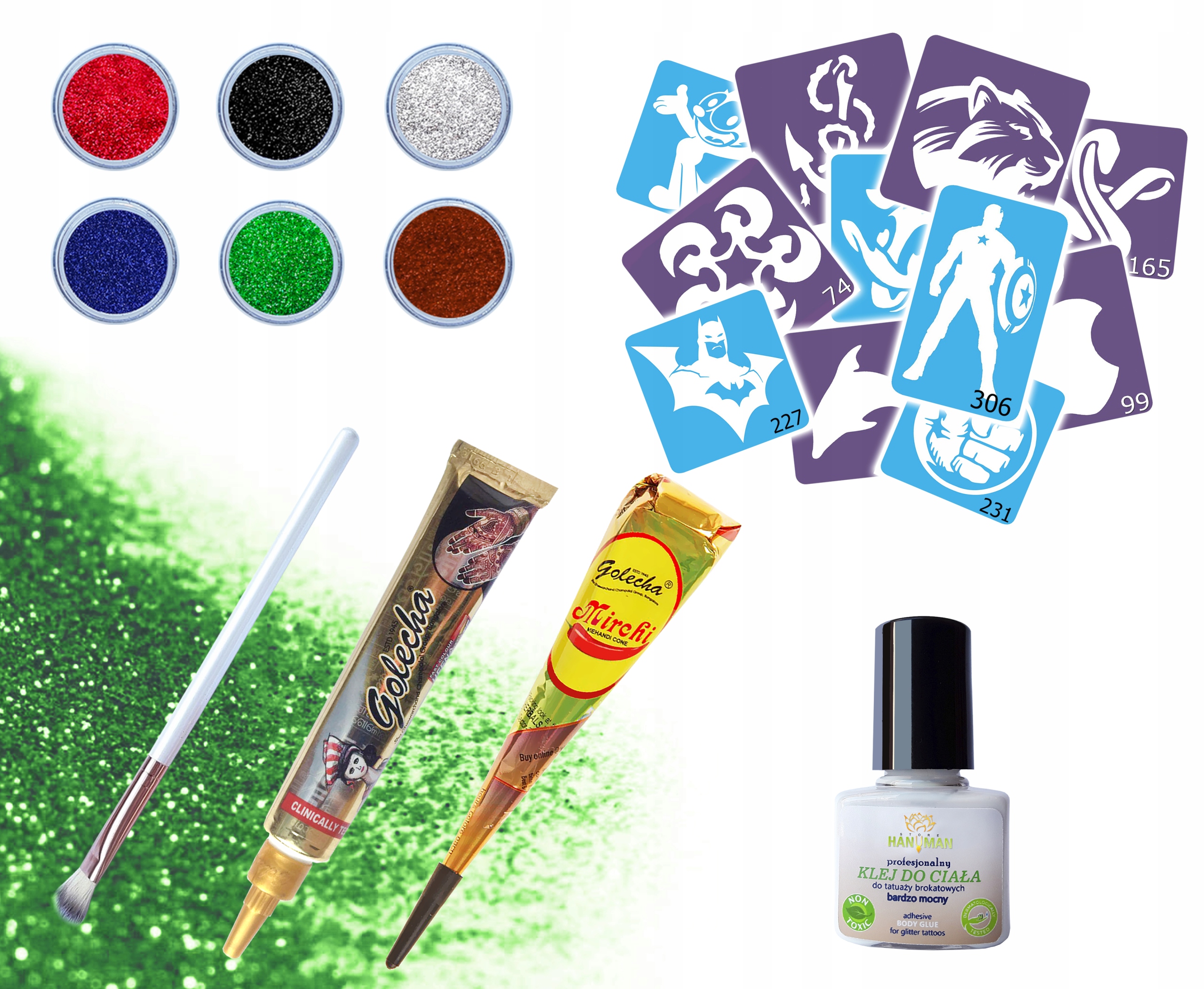 

Zestaw do Tatuażu Brokat Henna dla Chłopaków No 2
