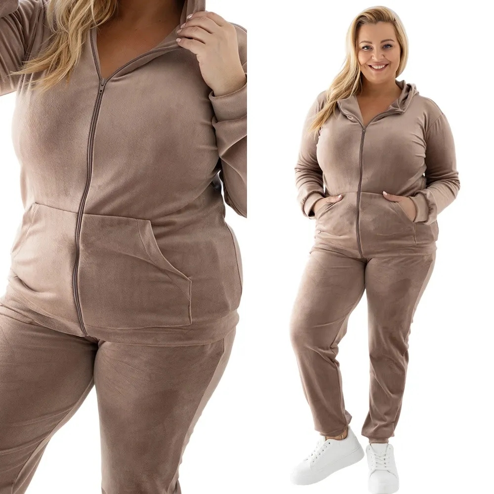 Dámský Teplákovka komplet s kapucí 4XL /48 Béžová