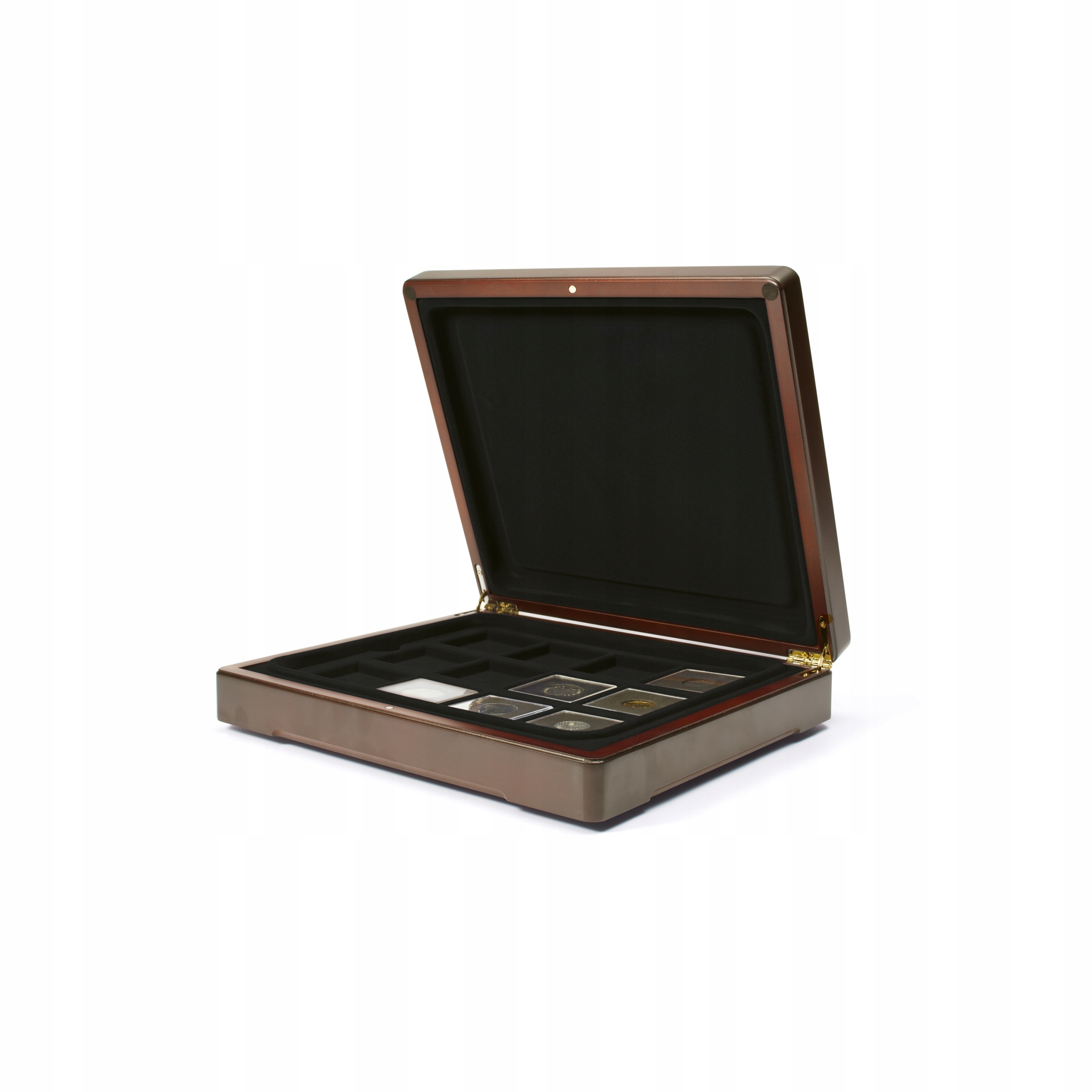 Mazzola kazeta na 36 mincí Kapsle Quadrum, podnos černý Leuchtturm