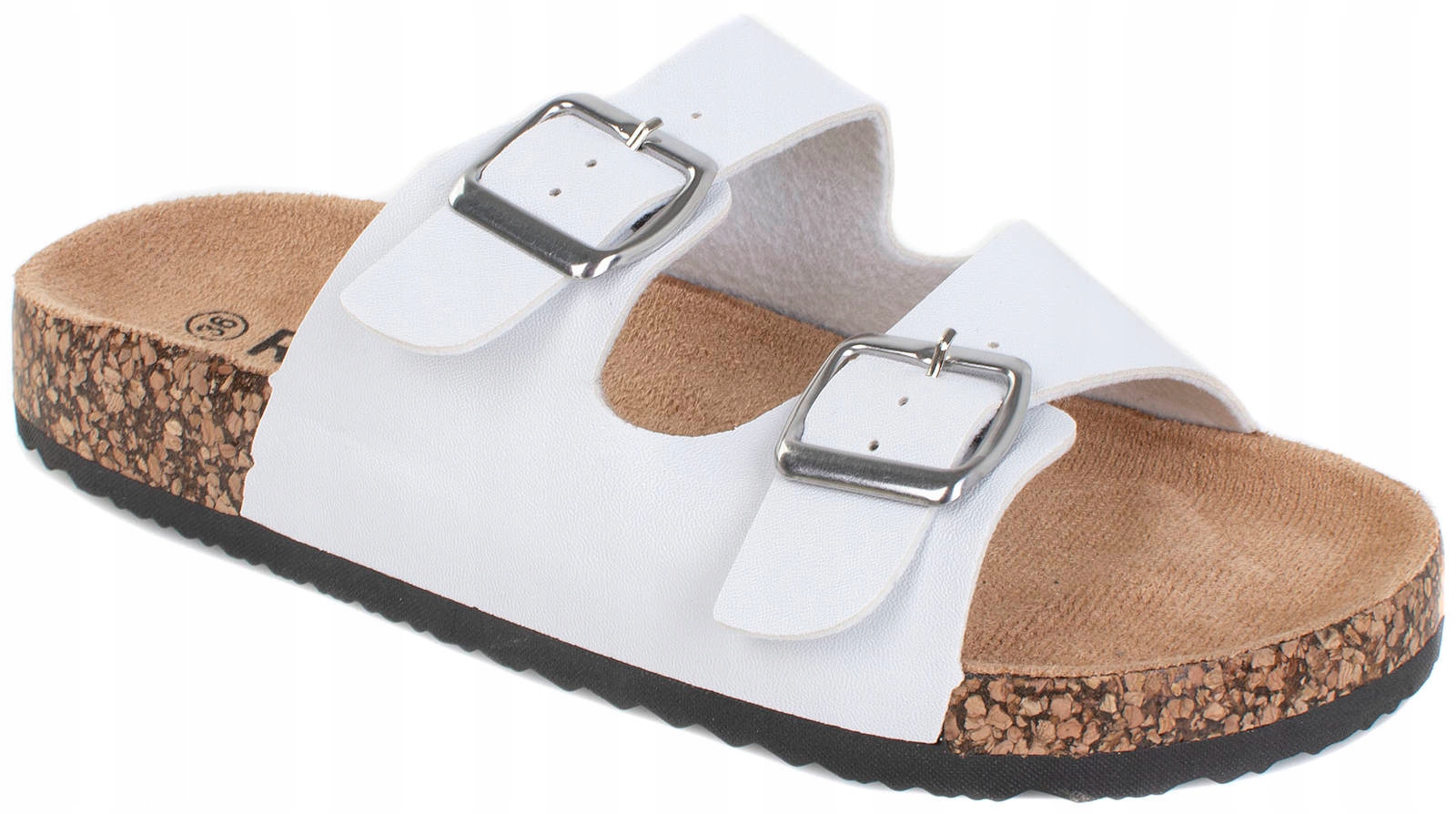 KLAPKI Z KLAMRAMI PASKI EKOSKÓRA BIAŁE 41 Marka inna