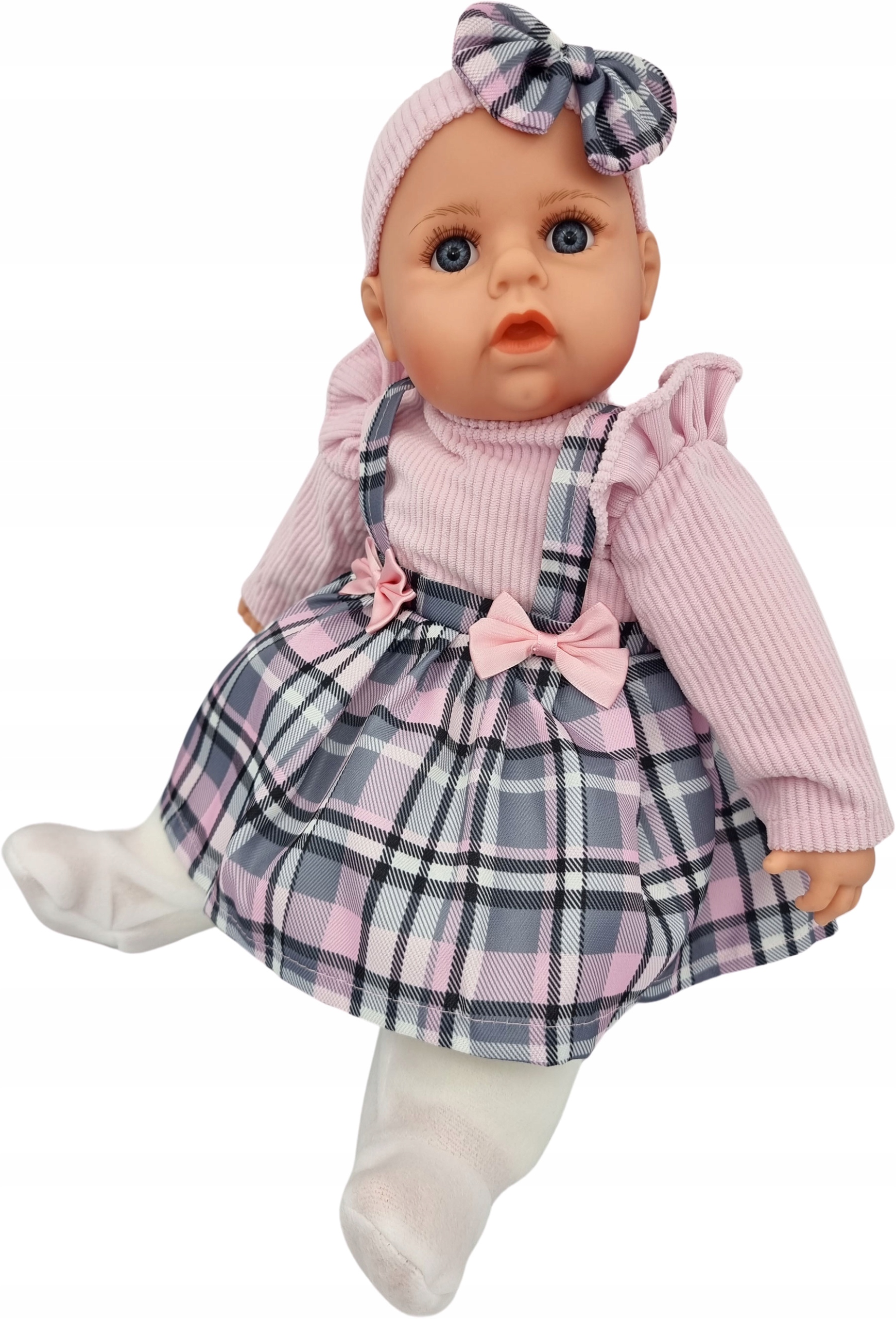 LALKA BOBAS MÓWI I ŚPIEWA PO POLSKU 45CM+SMOCZEK_368 Materiał tkanina