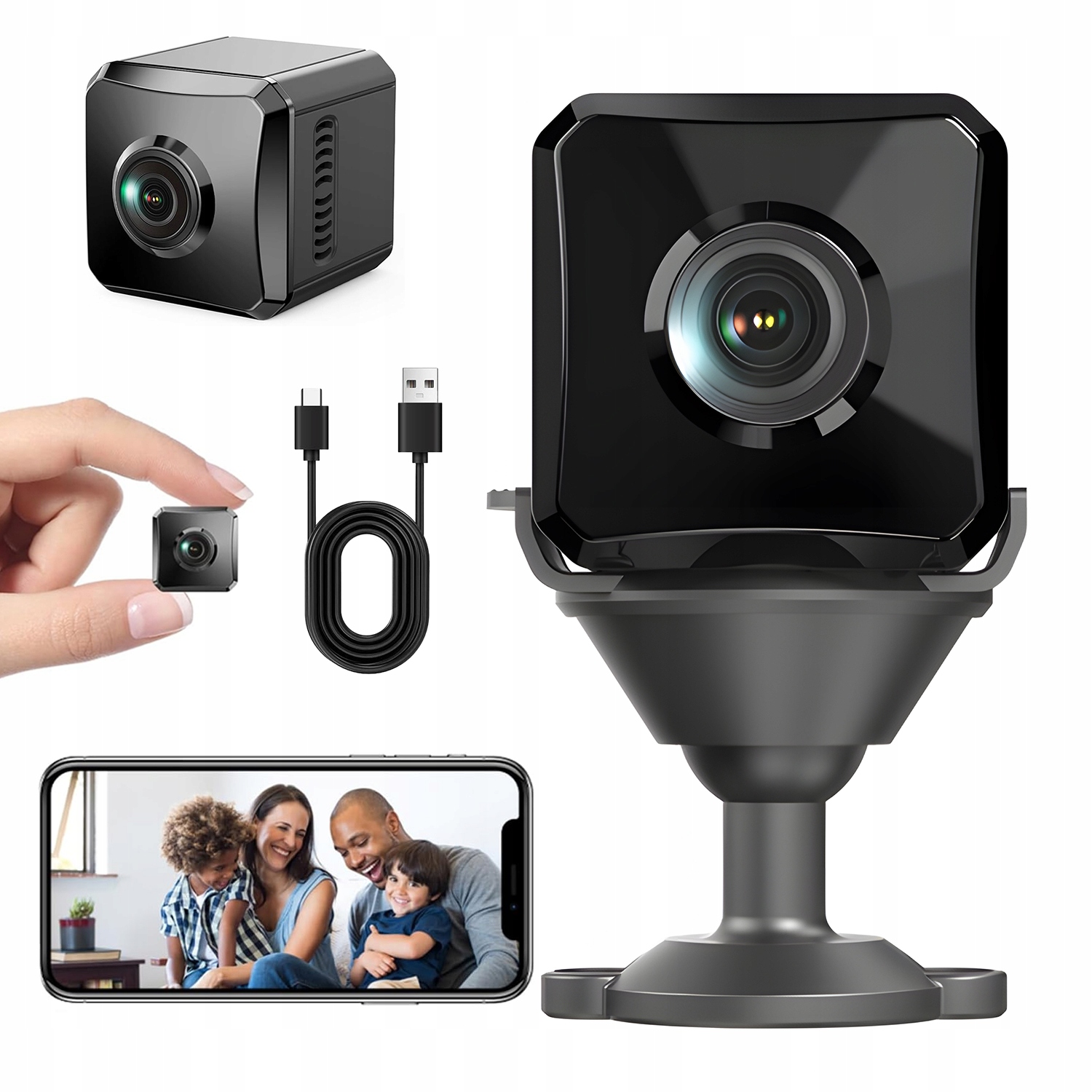 Mini Kamera 1080P Přenosná S Usb Nabíjením Detekce Pohybu Wifi Ovládání