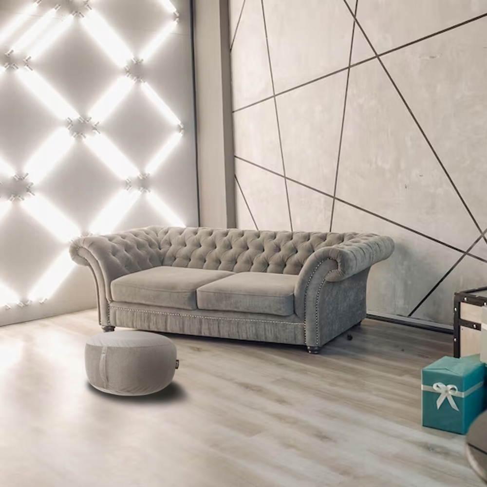 AKSAMITNA PUFA OKRĄGŁA DMUCHANA PUF SIEDZISKO VELVET Głębokość mebla 55 cm