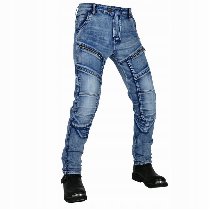 SPODNIE MOTOCYKLOWE MĘSKIE JEANSY Materiał jeans