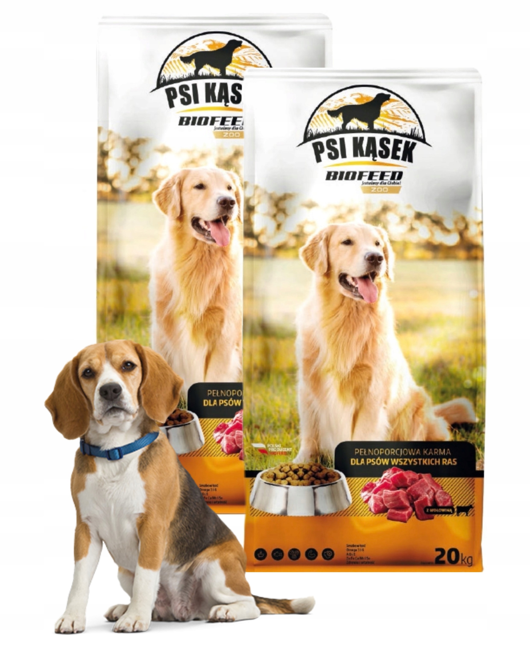 Sucha karma dla psów z wołowiną BioFeed Psi kąsek 2x10kg