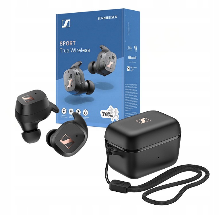 Sennheiser Sport True Wireless sluchátka aptX 5-21000Hz, výdrž 27h, BT5.2, IPX54, Usb-c