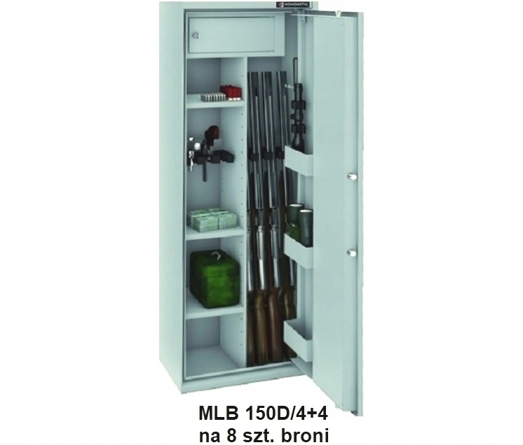 Sejf na broń 15 szt. broni długiej MLB2 150D/10+5-K. Zamek kluczowy Kolor szary