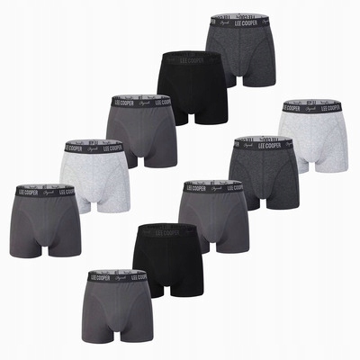 Pánské boxerky Lee Cooper L 10-pack Bavlna Hipster Šedé a černé