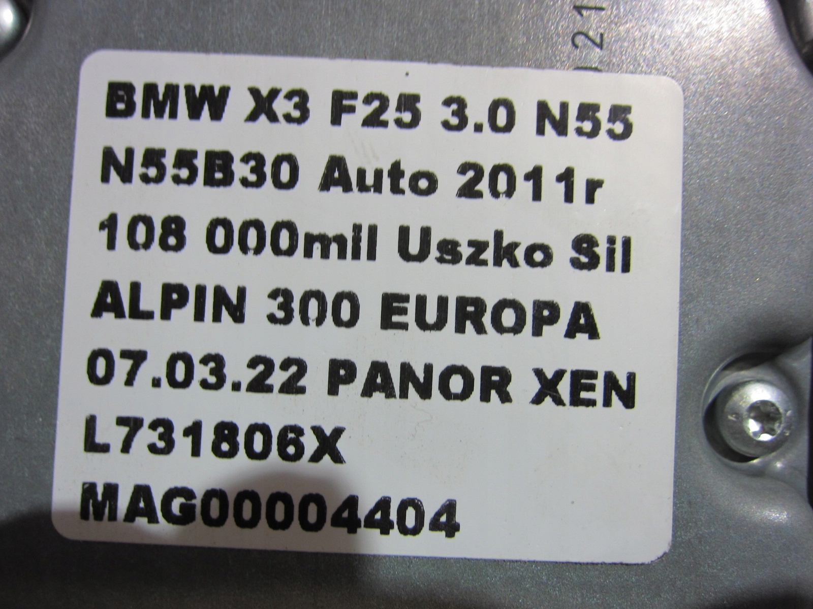 BMW X3 F25 MODUŁ STEROWNIK AIRBAG ICM 6853993 Typ samochodu 4x4/SUV Samochody osobowe