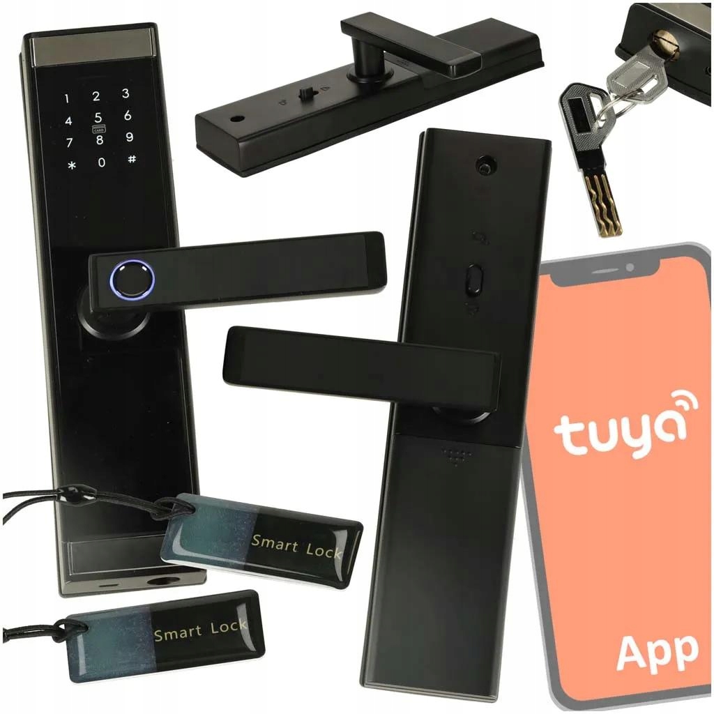 Smart elektronický zámok dverí s bluetooth kódom odtlačkov prsta čierny