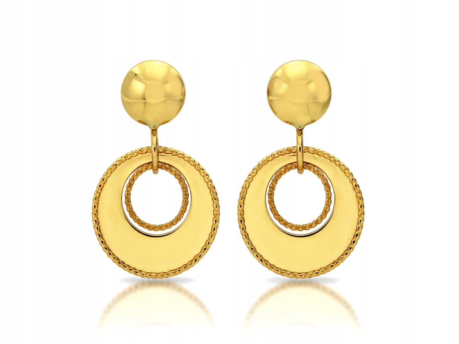 Dámské Náušnice Zlaté 585 na tyči s visícím kolečkem pro ni