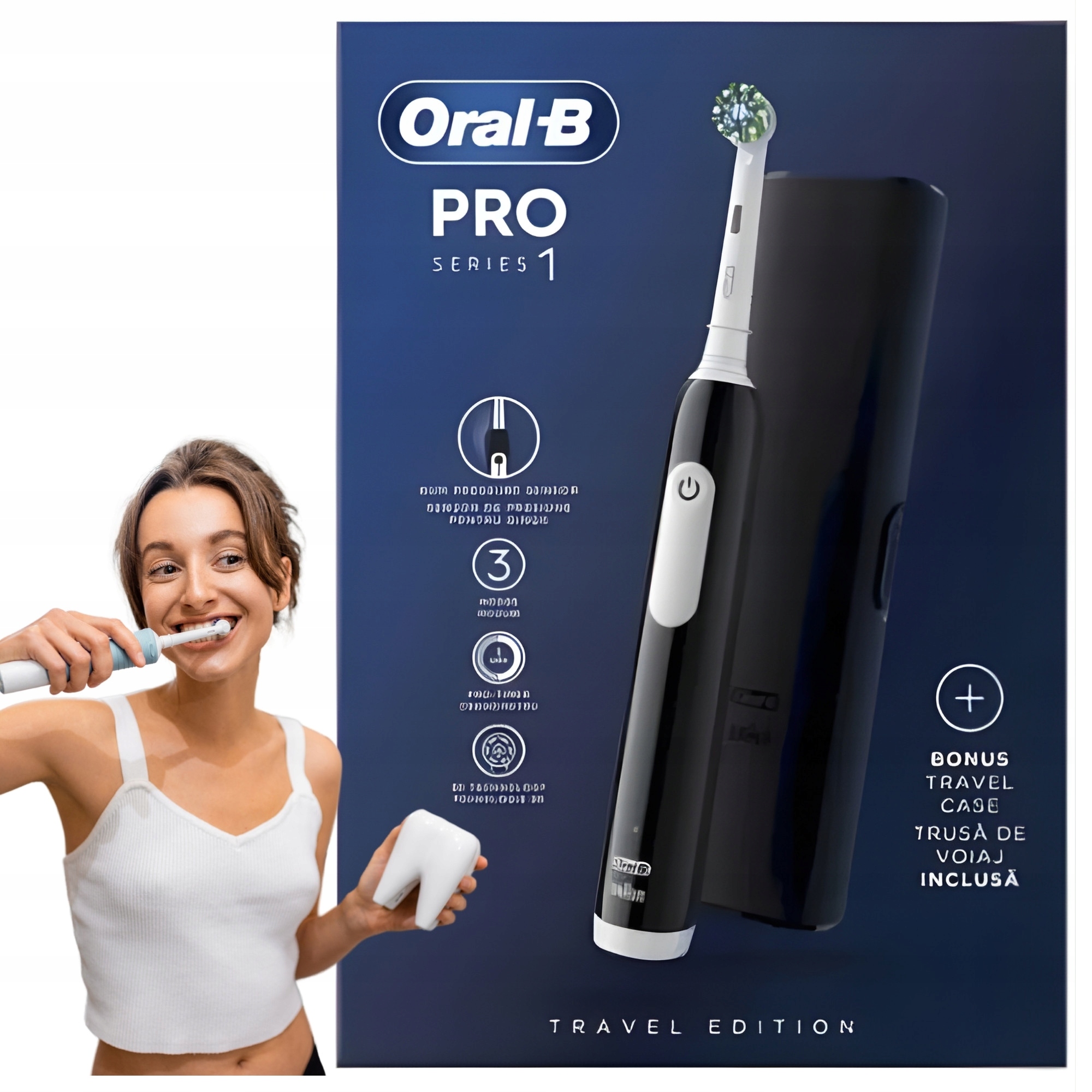 Szczoteczka elekrryczna do zębów Oral-B Pro Series 1 Travel Czarna z Etui