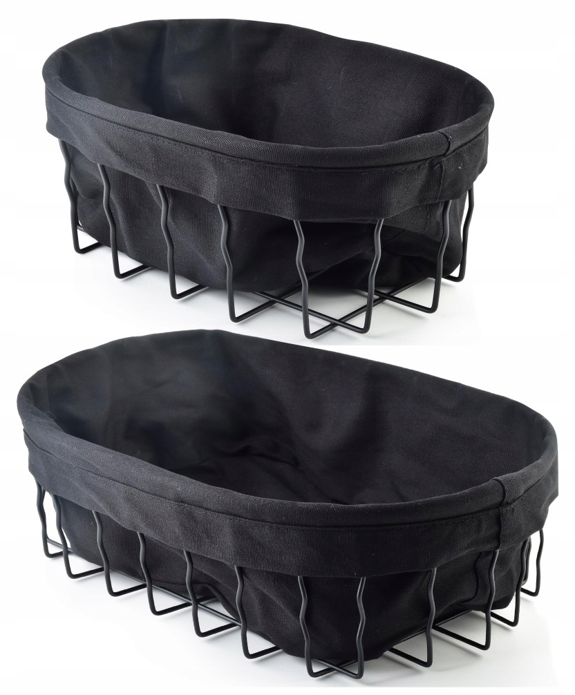 ZESTAW 2 KOSZYKÓW CZARNYCH METAL Z MATERIAŁEM