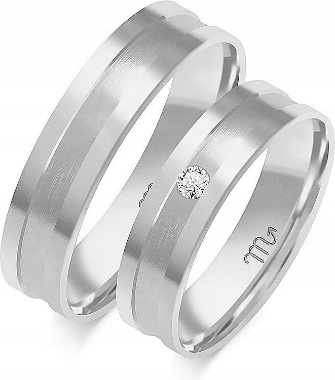 Bílé zlaté svatební pro páry z roku 585, 23 24 25, klasický model gravírování