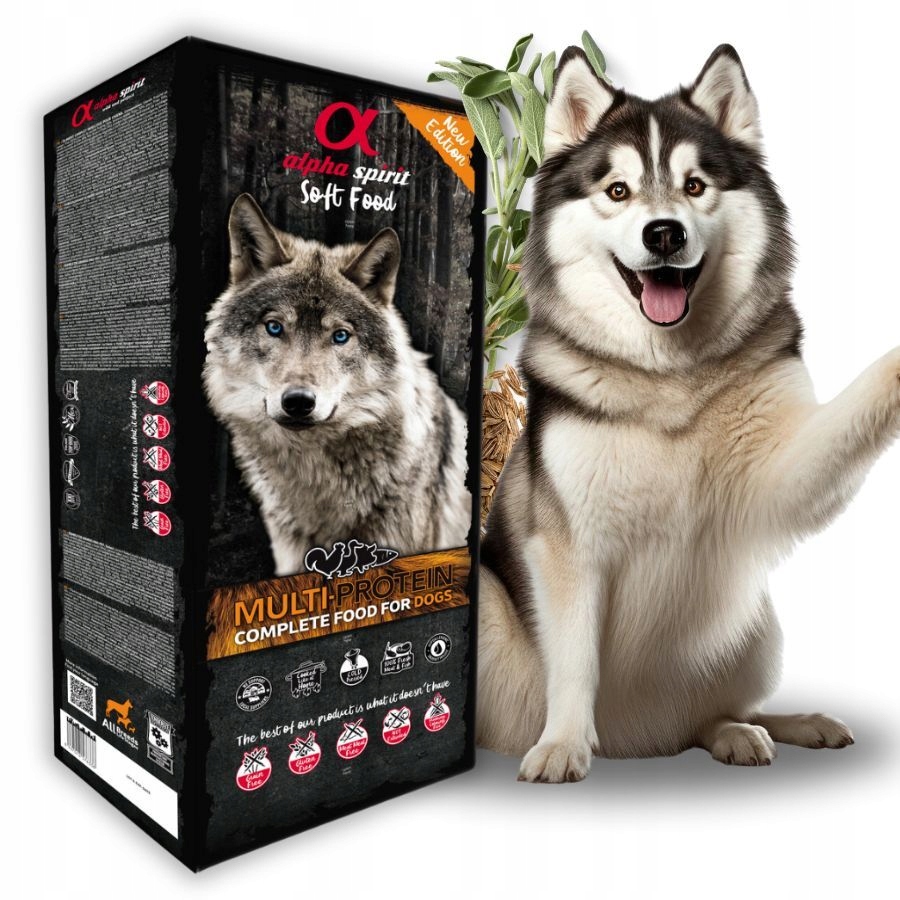 Levně Alpha Spirit Multiprotein kompletní poloměkké krmivo pro psa Kuře 9 kg